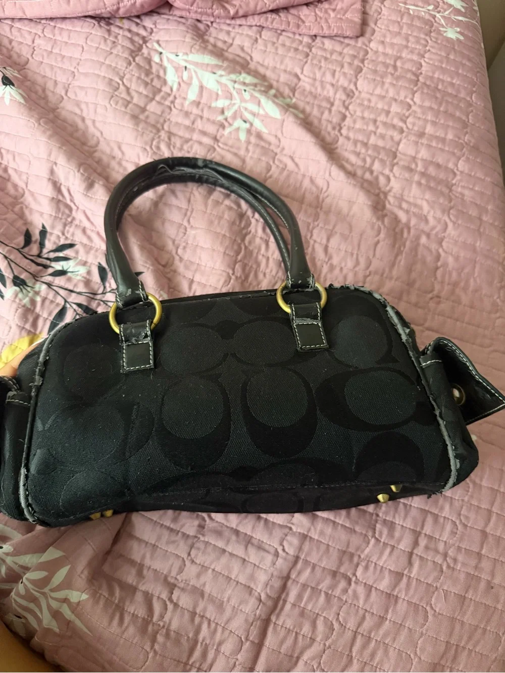 Coach Black Satchel with Gold Buckle Accent